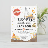 Bouw Gele Dump Truck Boy Birthday Invita Kaart (Staand voorkant)