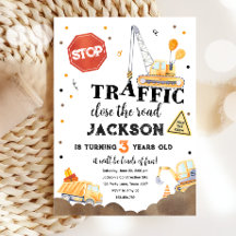 Bouw Gele Dump Truck Boy Birthday Invita