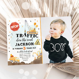 Bouw Gele Dump Truck Boy Birthday Invita Kaart