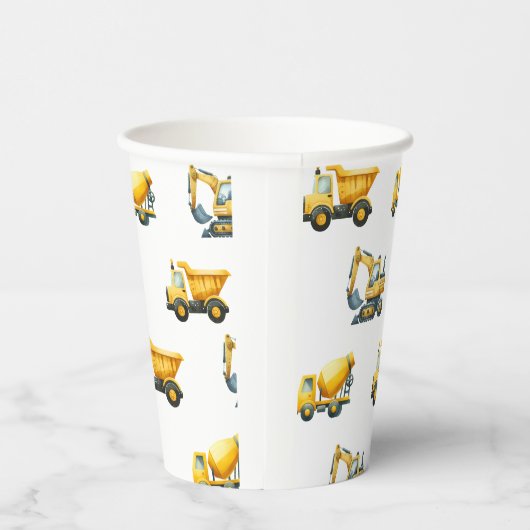Bouw, gele dump truck cups papieren bekers (Rechts)