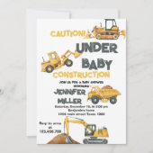 Bouw Gele Dump Truck Digger Baby shower Kaart (Voorkant)
