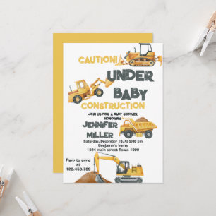 Bouw Gele Dump Truck Digger Baby shower Kaart