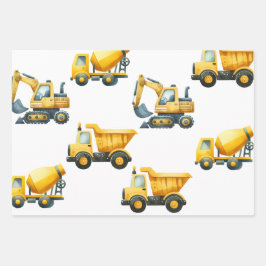 Bouw, gele dump truck inpakpapier vel