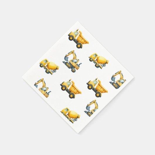 Bouw, gele dump truck servetten (Hoek)