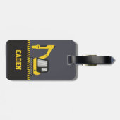 Bouw gele graafmachine met breker Kinder Bagagelabel (Achterkant horizontaal)