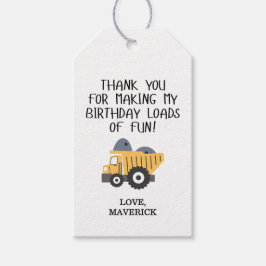 Bouw Gele Jongens Dump Truck Verjaardag Cadeaulabel