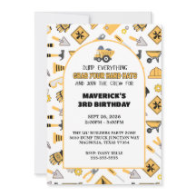 Bouw Gele Jongens Dump Truck Verjaardag