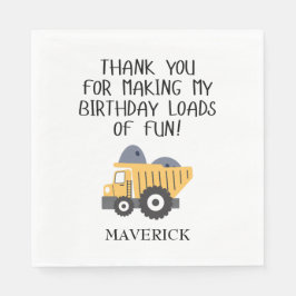 Bouw Gele Jongens Dump Truck Verjaardag Servet