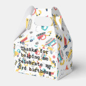 Bouw gele vrachtwagens auto 3e verjaardag bedankdoosjes (Achterkant)