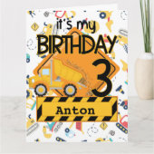 Bouw gele vrachtwagens auto 3e verjaardag kaart (Voorkant)