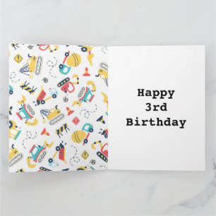 Bouw gele vrachtwagens auto 3e verjaardag kaart