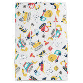 Bouw gele vrachtwagens auto 3e verjaardag medium cadeauzakje (Achterkant)