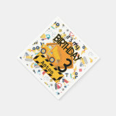 Bouw gele vrachtwagens auto 3e verjaardag servet (Hoek)