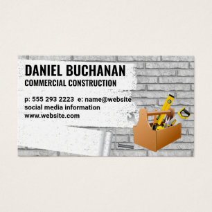 Bouw Gepilde bakstenen muur Gereedschapsvak Visitekaartje