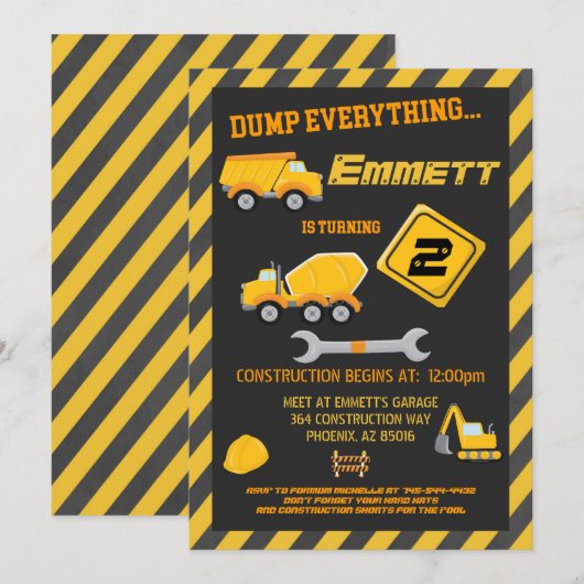 Bouw Gereedschap Jongen Verjaardag Party Uitnodigi Kaart (Voorkant / Achterkant)