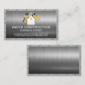 Bouw Gereedschap Thuis Logo | Staal Metaal Visitekaartje (Voorkant / Achterkant)