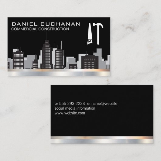 Bouw | Gereedschap Zaaghamer | Cityscape Visitekaartje (Voorkant / Achterkant)