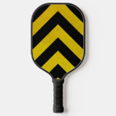 Bouw-Gevaarlijke-Strepen Zwart & Geel Pickleball Paddle (Voorkant)