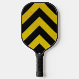 Bouw-Gevaarlijke-Strepen Zwart & Geel Pickleball Paddle