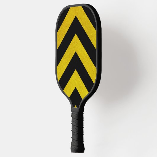 Bouw-Gevaarlijke-Strepen Zwart & Geel Pickleball Paddle (Links)