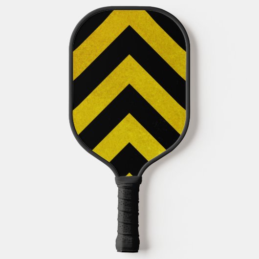Bouw-Gevaarlijke-Strepen Zwart & Geel Pickleball Paddle (Achterkant)