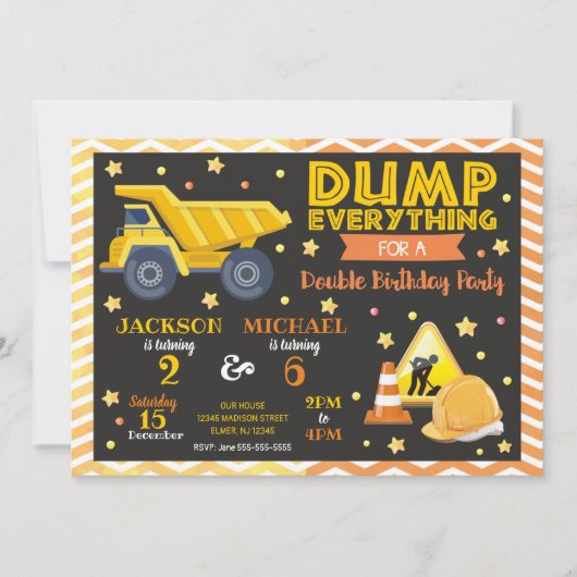 Bouw gezamenlijke verjaardag uitnodiging broers en (Voorkant)