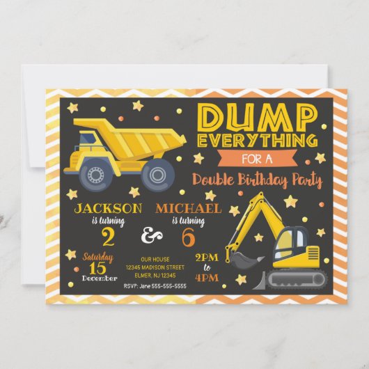 Bouw gezamenlijke verjaardag uitnodiging broers en (Voorkant)