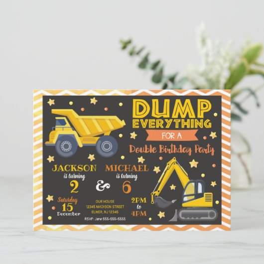 Bouw gezamenlijke verjaardag uitnodiging broers en (Staand voorkant)