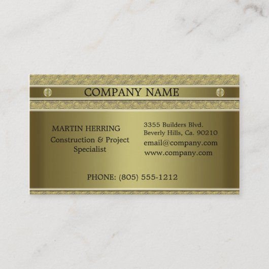 Bouw Gold Metal Embossed Visitekaartje (Voorkant)