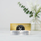 Bouw | goudmetallisch | timmergereedschap visitekaartje (Staand voorkant)