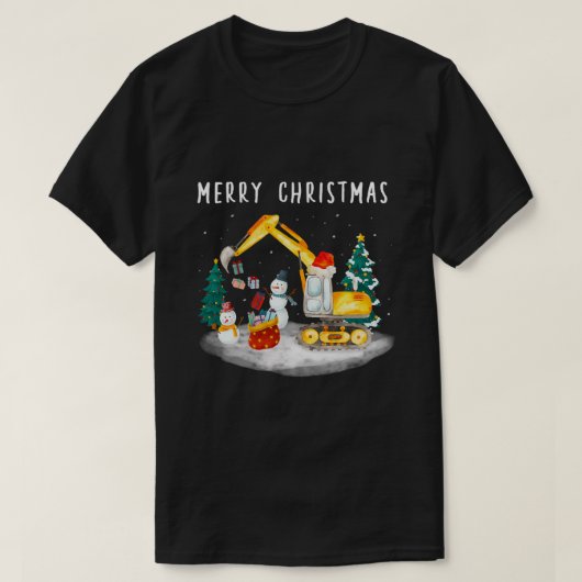 Bouw Graafmachine Kerst Ornamenten Grappig T T-shirt (Design voorkant)