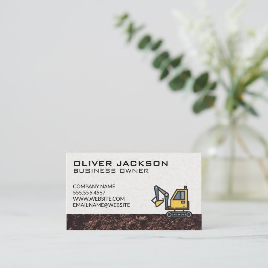 Bouw | graafmachine | vuil visitekaartje (Staand voorkant)