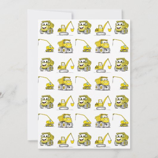 Bouw grappige voertuigen 1e verjaardag kaart (Achterkant)