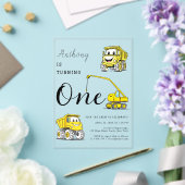 Bouw Grappige Voertuigen Jongens 1e verjaardag Acryl Uitnodigingen (Insitu (Huwelijk))