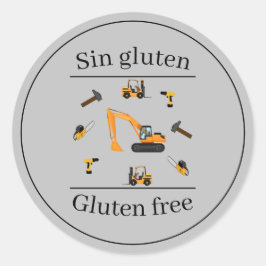Bouw Grijs Tweetalig Verjaardag Gluten vrij Ronde Sticker