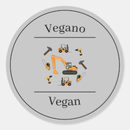 Bouw Grijs Tweetalig Verjaardag Vegan Vegano Ronde Sticker