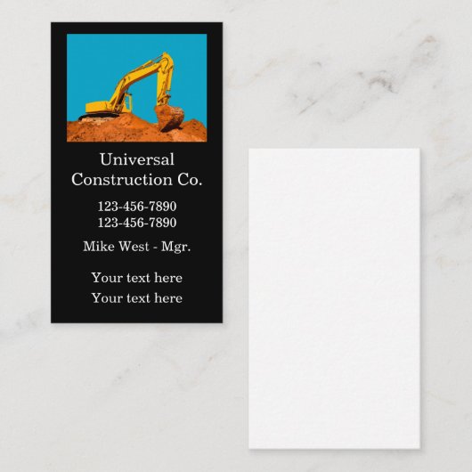 Bouw grondbewegende graafwerkzaamheden  visitekaartje (Voorkant / Achterkant)