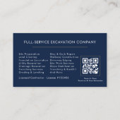 Bouw Grondverzet Operator QR Code Visitekaartje (Achterkant)