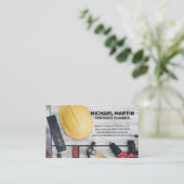 Bouw Handgereedschap op houten tafel Visitekaartje (Staand voorkant)