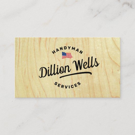 Bouw Handyman Carpenter Amerikaanse Vlag Visitekaartje (Voorkant)