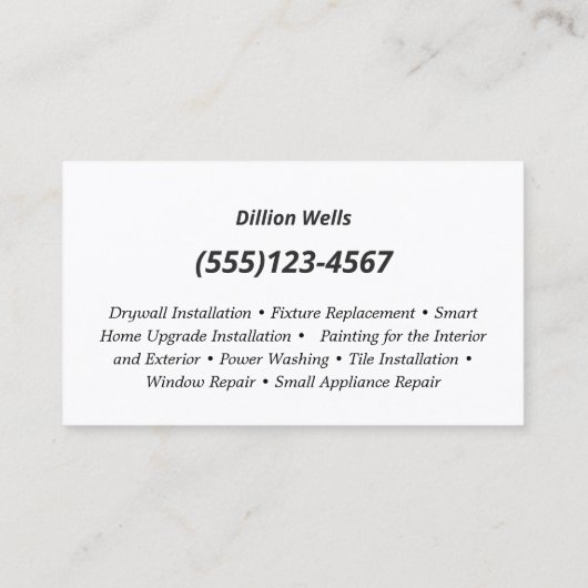 Bouw Handyman Carpenter Amerikaanse Vlag Visitekaartje (Achterkant)