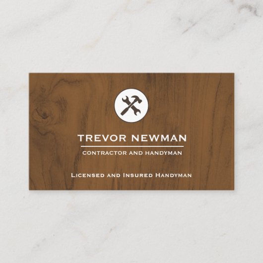 Bouw Handyman Carpenter Gereedschap Hout Wit Visitekaartje (Voorkant)