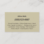 Bouw Handyman Carpentry Dark Wood Visitekaartje (Achterkant)