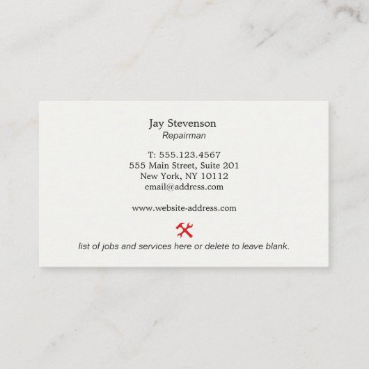 Bouw Handyman Carpentry Wood Visitekaartje (Achterkant)