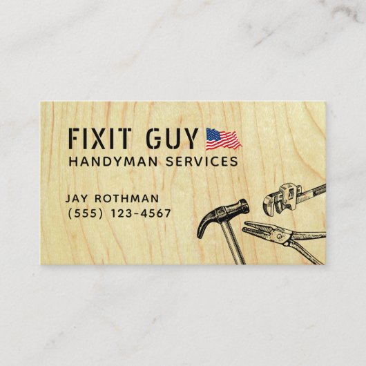 Bouw Handyman Gereedschap, Patriottisch Visitekaartje (Voorkant)