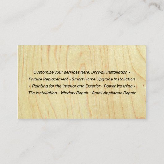 Bouw Handyman Tools, Home Improvement Visitekaartje (Achterkant)