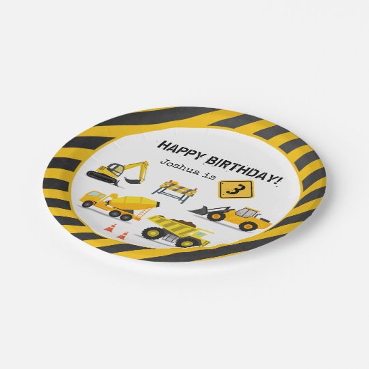 Bouw Happy Birthday Kinder elke leeftijd Papieren Bordje (Gekanteld)