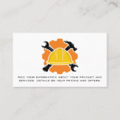 Bouw Hard Pet en gereedschap | blauwe kraag Visitekaartje (Achterkant)