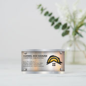 Bouw Hardhat Home Logo | Metalen schroeven Visitekaartje (Staand voorkant)