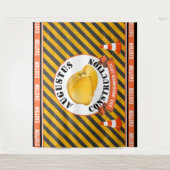 Bouw Helm|Zwart & Geel 1e Verjaardag Wandkleed (Voorkant)